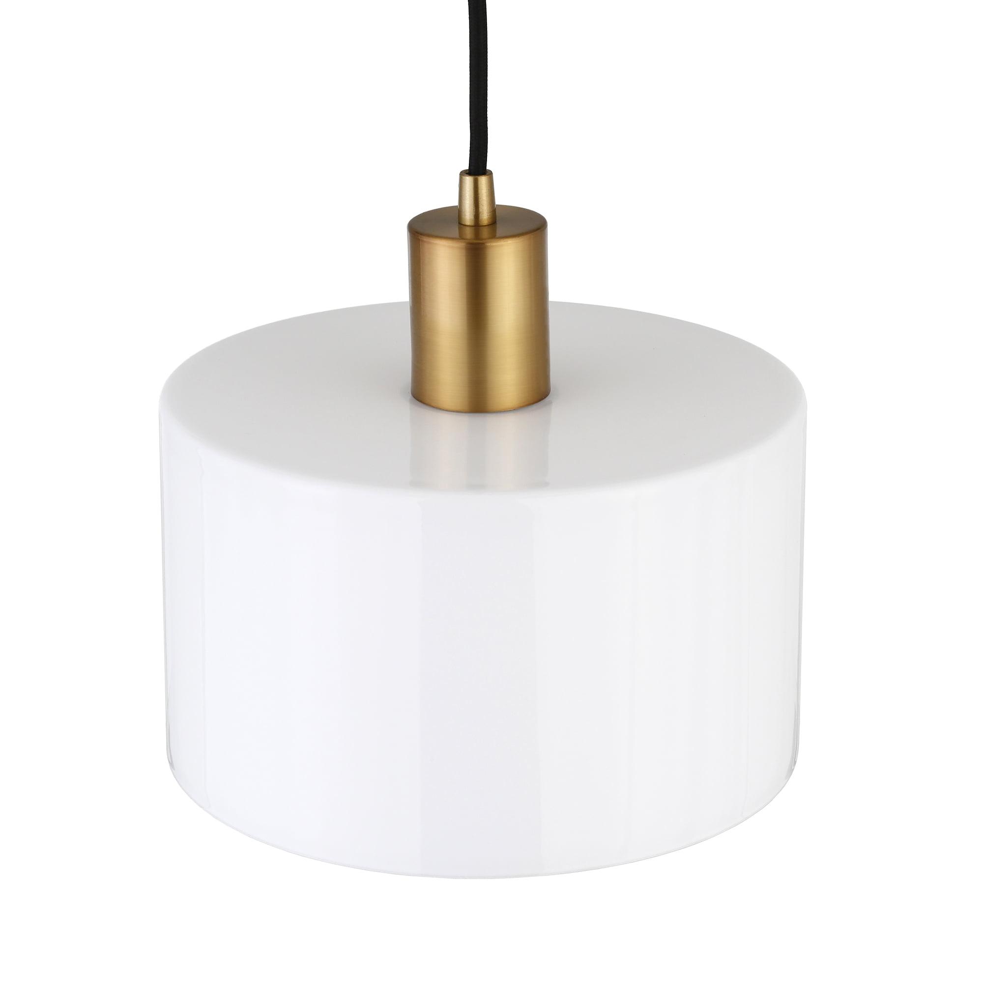 Evelyn&Zoe 10" Brass Metal/Glass Pendant