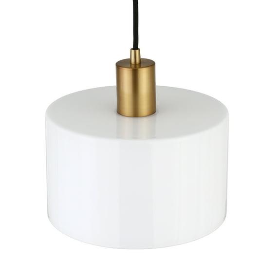 Evelyn&Zoe 10" Brass Metal/Glass Pendant