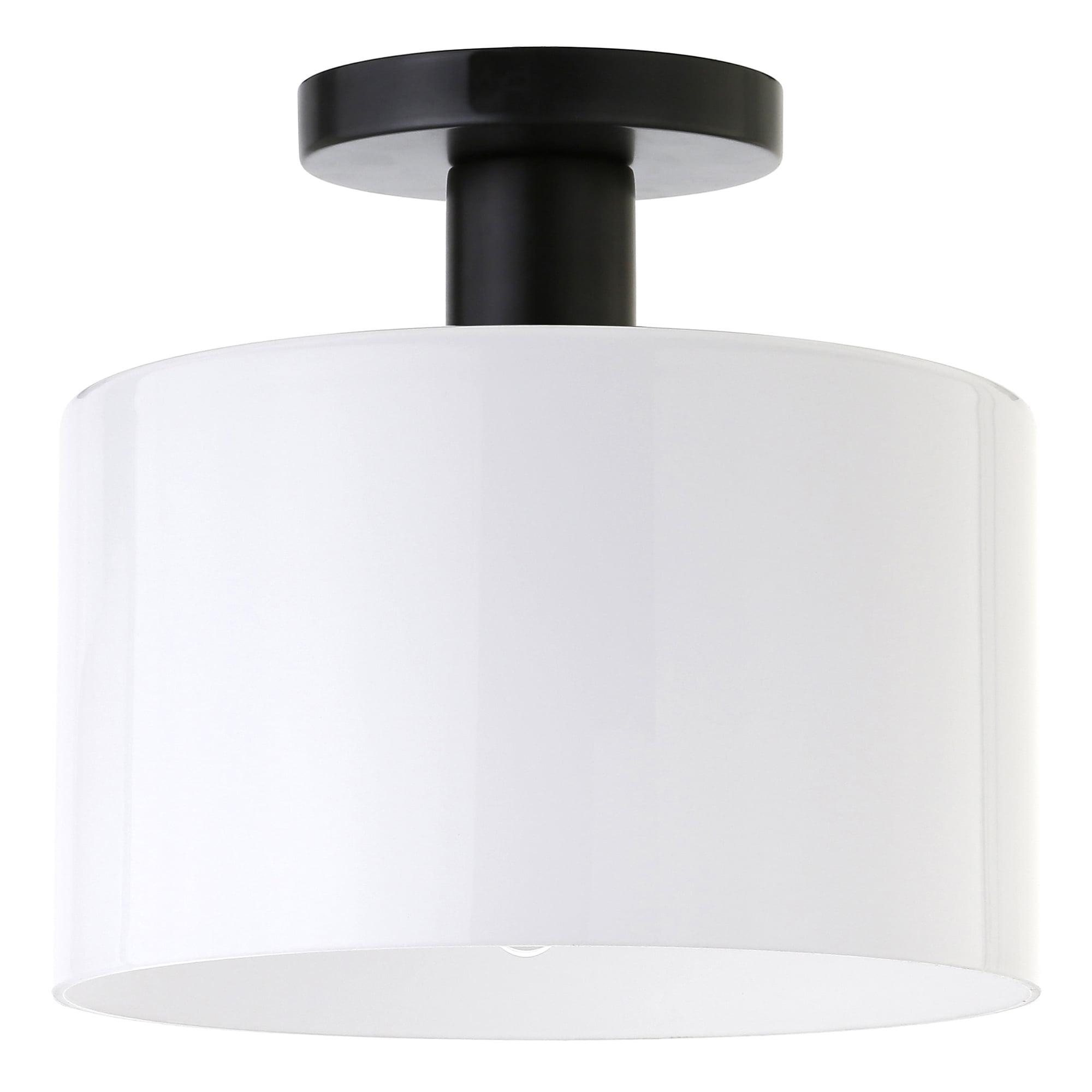 Evelyn&Zoe 10" Matte Black Metal/Glass Semi Flush Mount