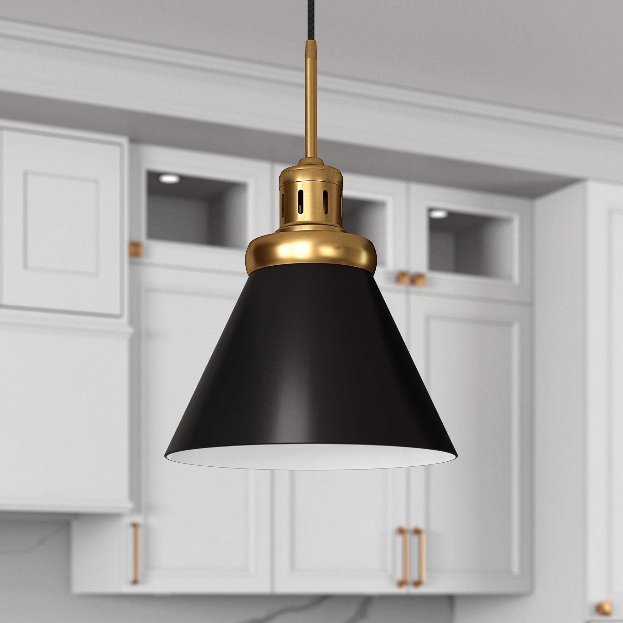 Evelyn&Zoe 17" Brushed Brass/Blackened Bronze Pendant