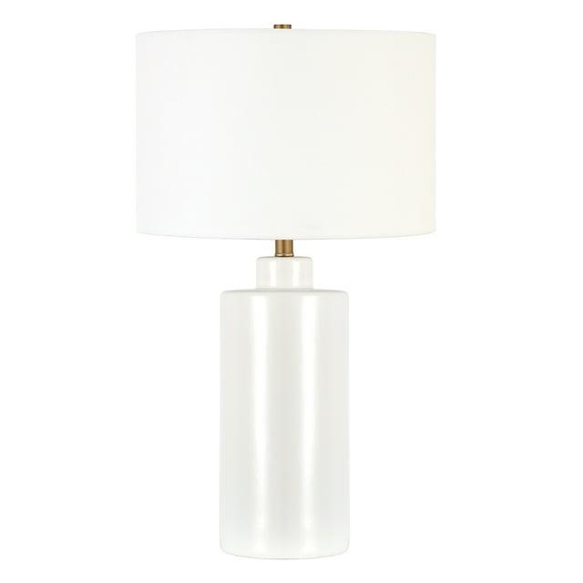Evelyn&Zoe 25" Contemporary Ceramic Table Lamp with White Drum Linen Shade
