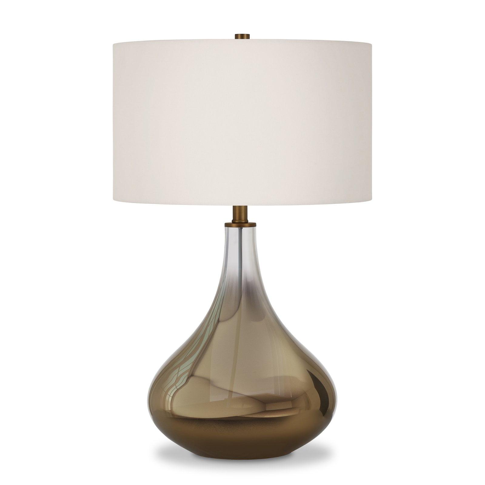 Evelyn&Zoe 25" Traditional Glass Table Lamp with White Drum Linen Shade