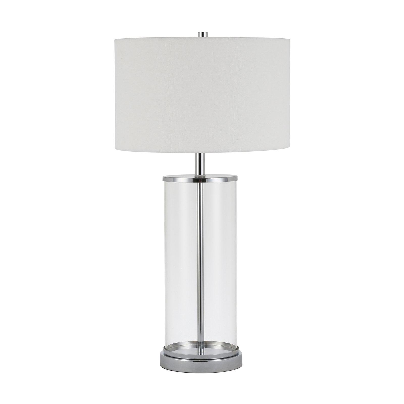 Rowan Elegance 28" Glass & Nickel Table Lamp with White Linen Shade