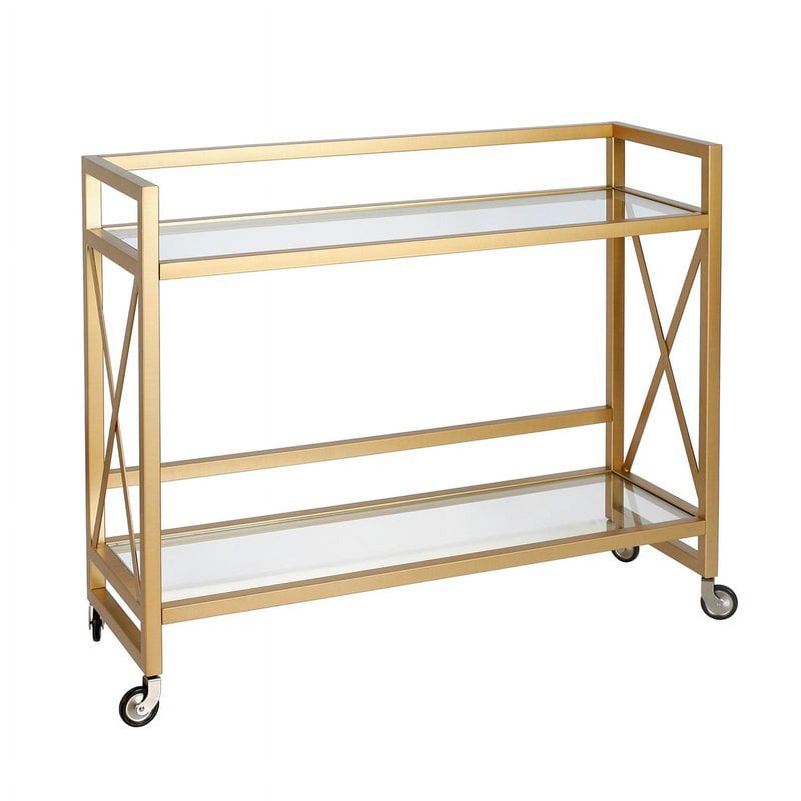 Evelyn&Zoe 38" Brass Metal/Glass Bar Cart