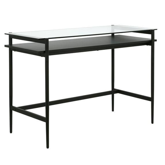 46" Black Bronze Desk with Black Woodgrain Shelf - Henn&Hart