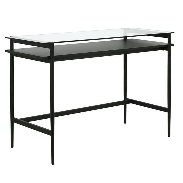 46" Black Bronze Desk with Black Woodgrain Shelf - Henn&Hart