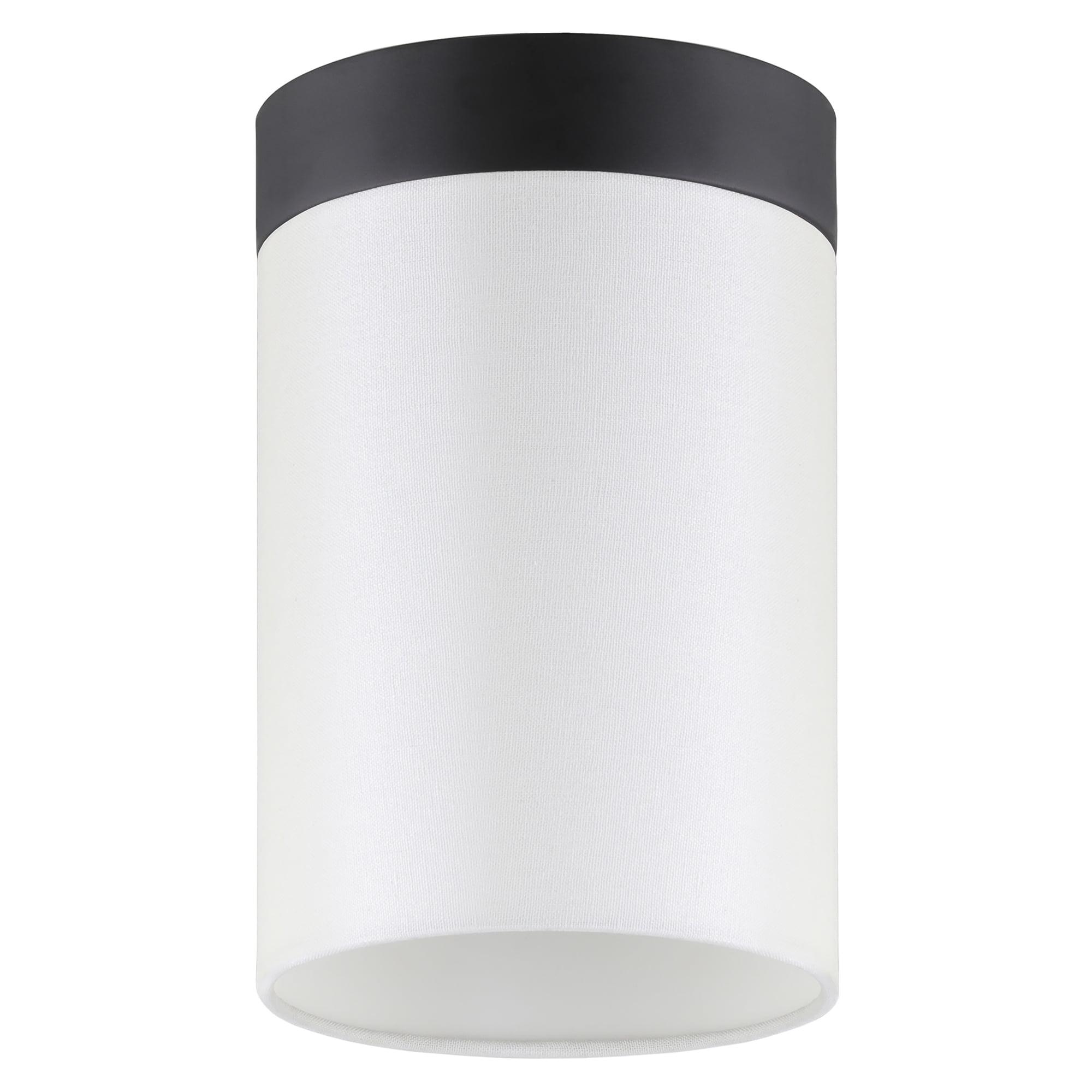 Evelyn&Zoe 6" Blackened Bronze Metal/Fabric Semi Flush Mount