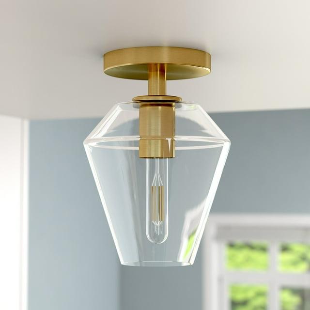 Evelyn&Zoe 7" Gold Semi Flush Mount