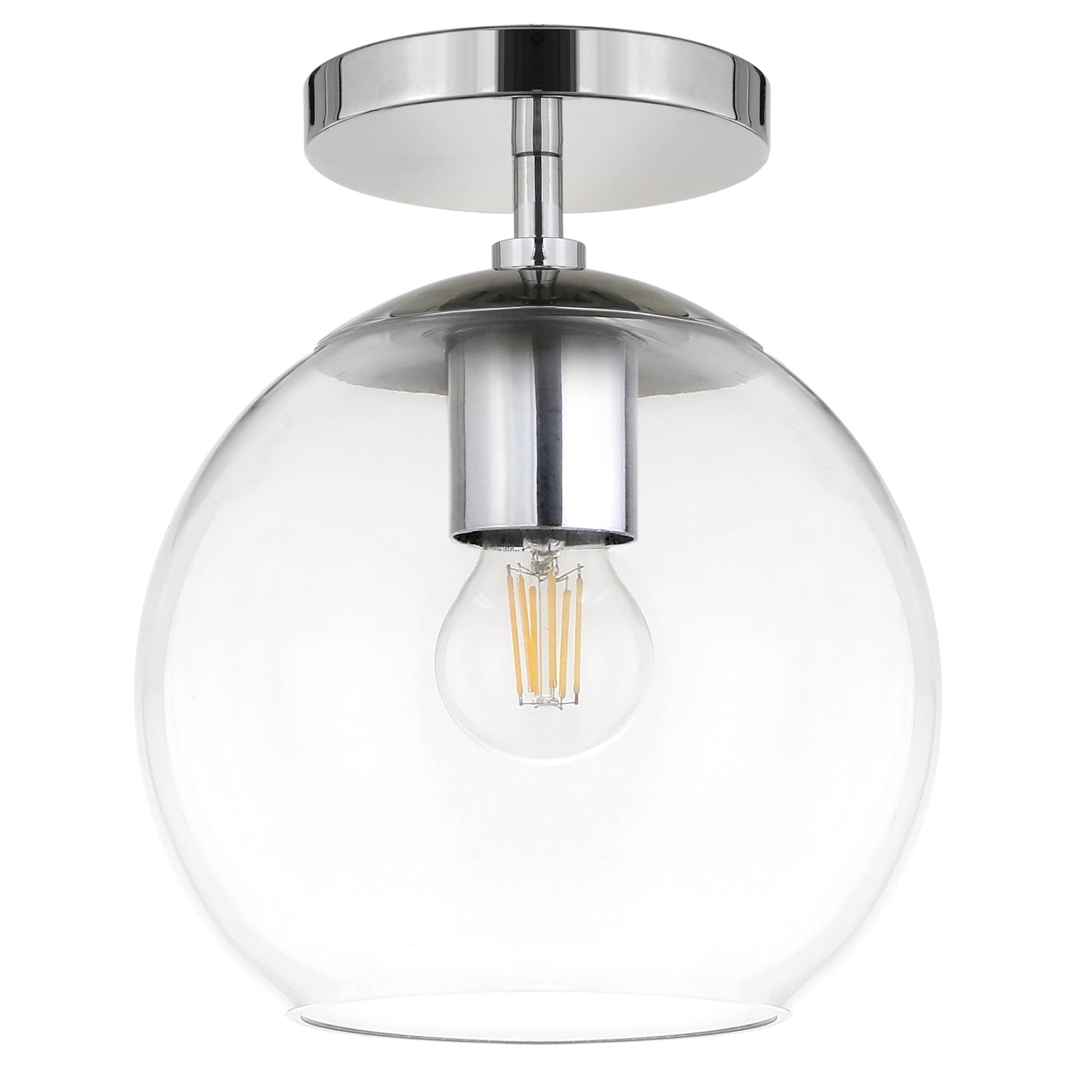 Evelyn&Zoe 9" Polished Nickel Finish Metal/Glass Semi Flush Mount