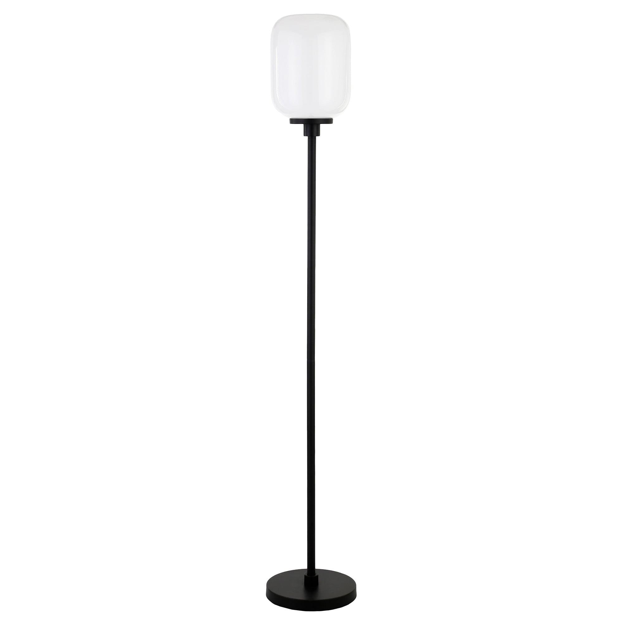 Evelyn&Zoe Agnolo 69" Tall Floor Lamp with Glass shade in Blackened Bronze/White Milk
