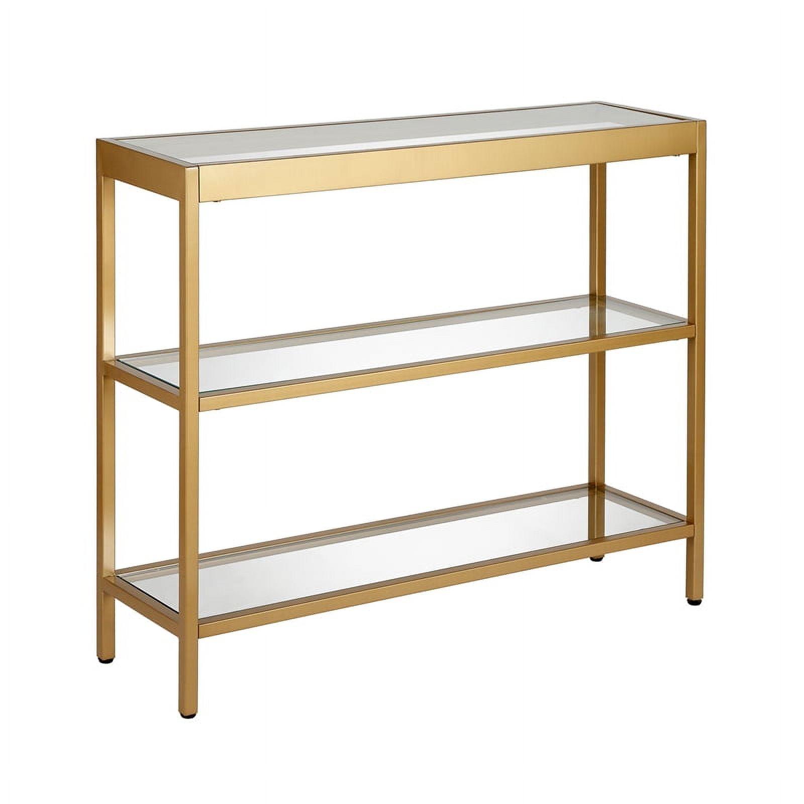 Evelyn&Zoe Alexis 36" Wide Rectangular Console Table, Brass