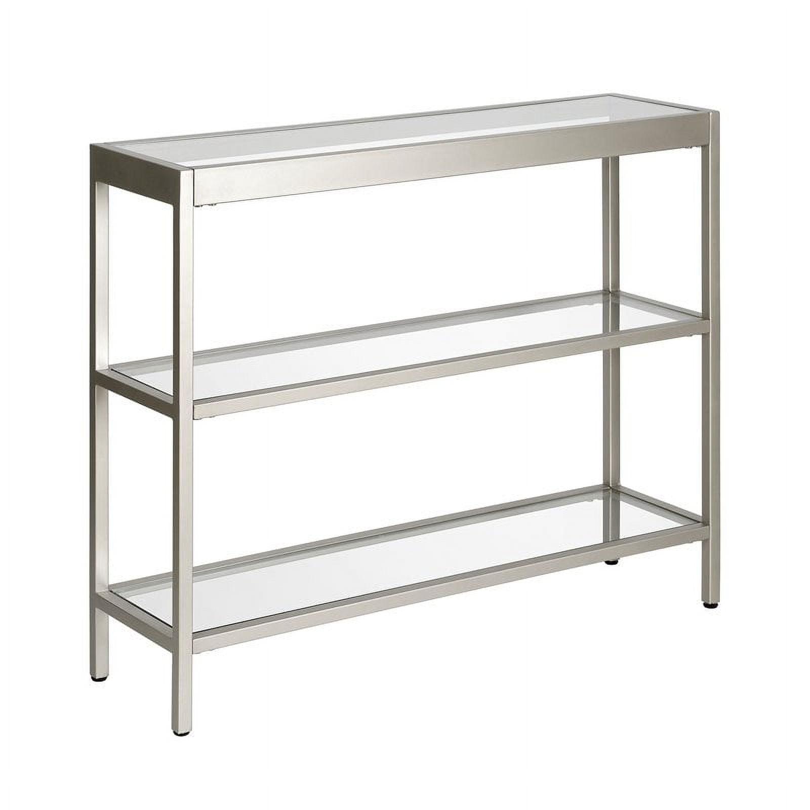 Evelyn&Zoe Alexis 36" Wide Rectangular Console Table, Satin Nickel