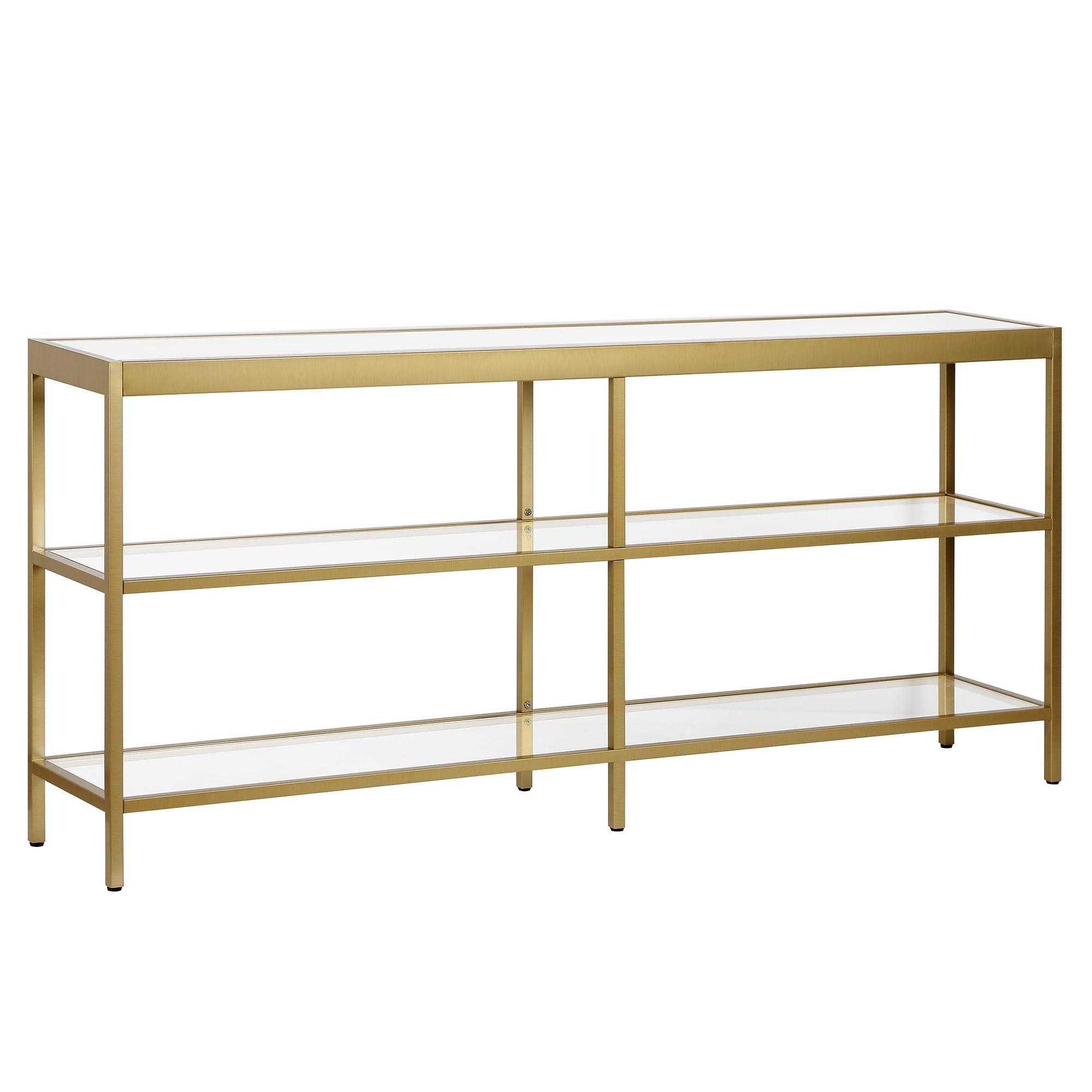 Evelyn&Zoe Alexis 64" Wide Rectangular Console Table, Brass