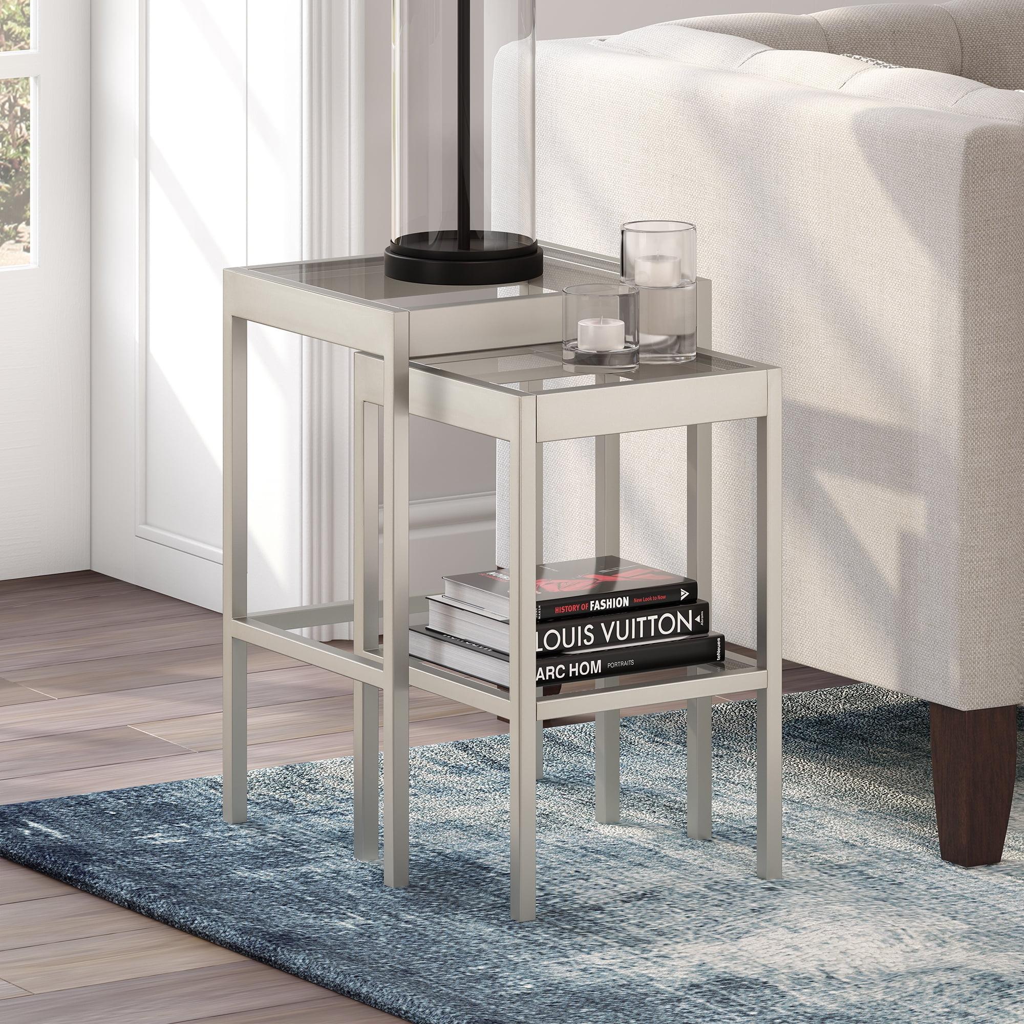 Evelyn&Zoe Alexis Rectangular & Square Nested Side Table, Nickel