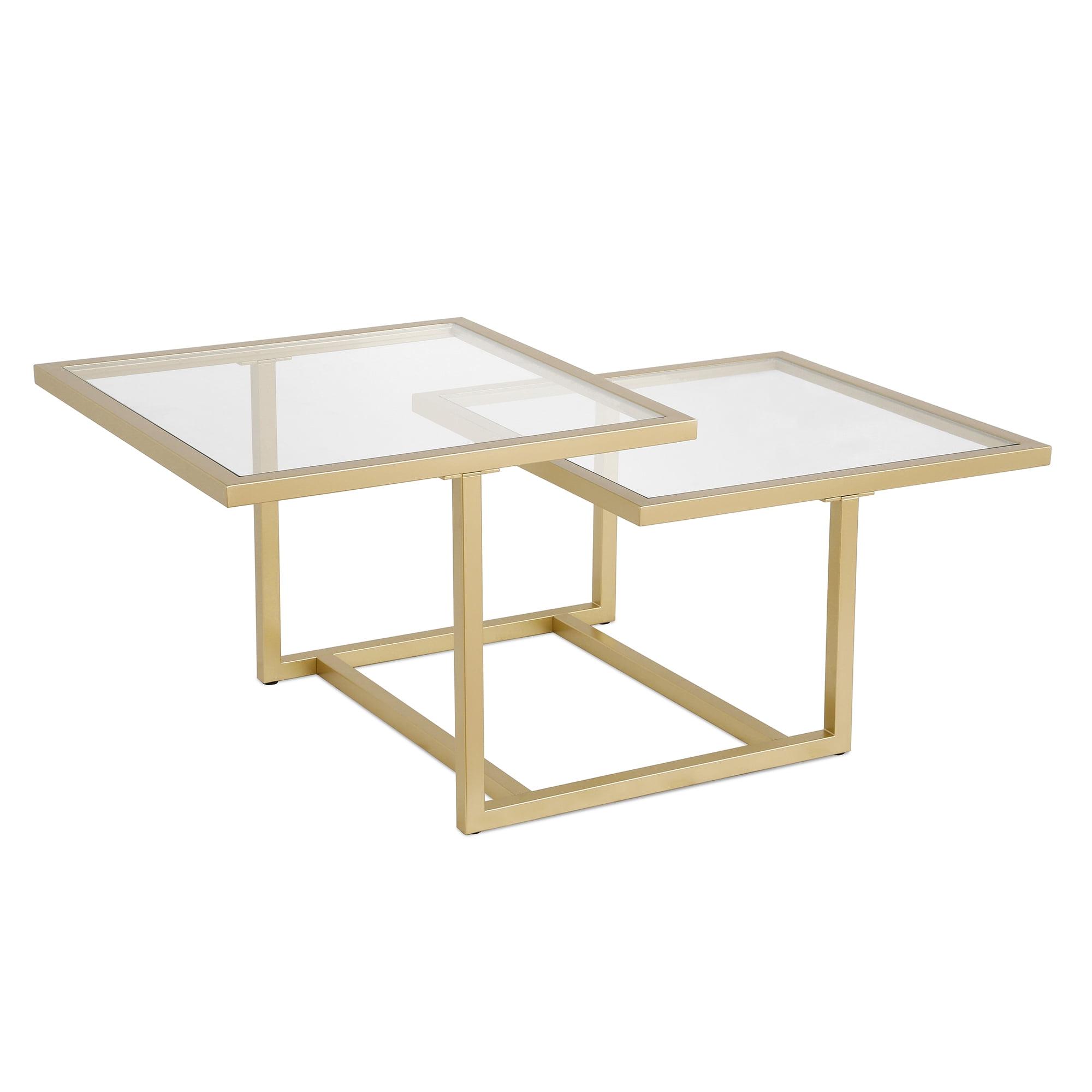 Amalie Brass and Glass Two-Tier Coffee Table