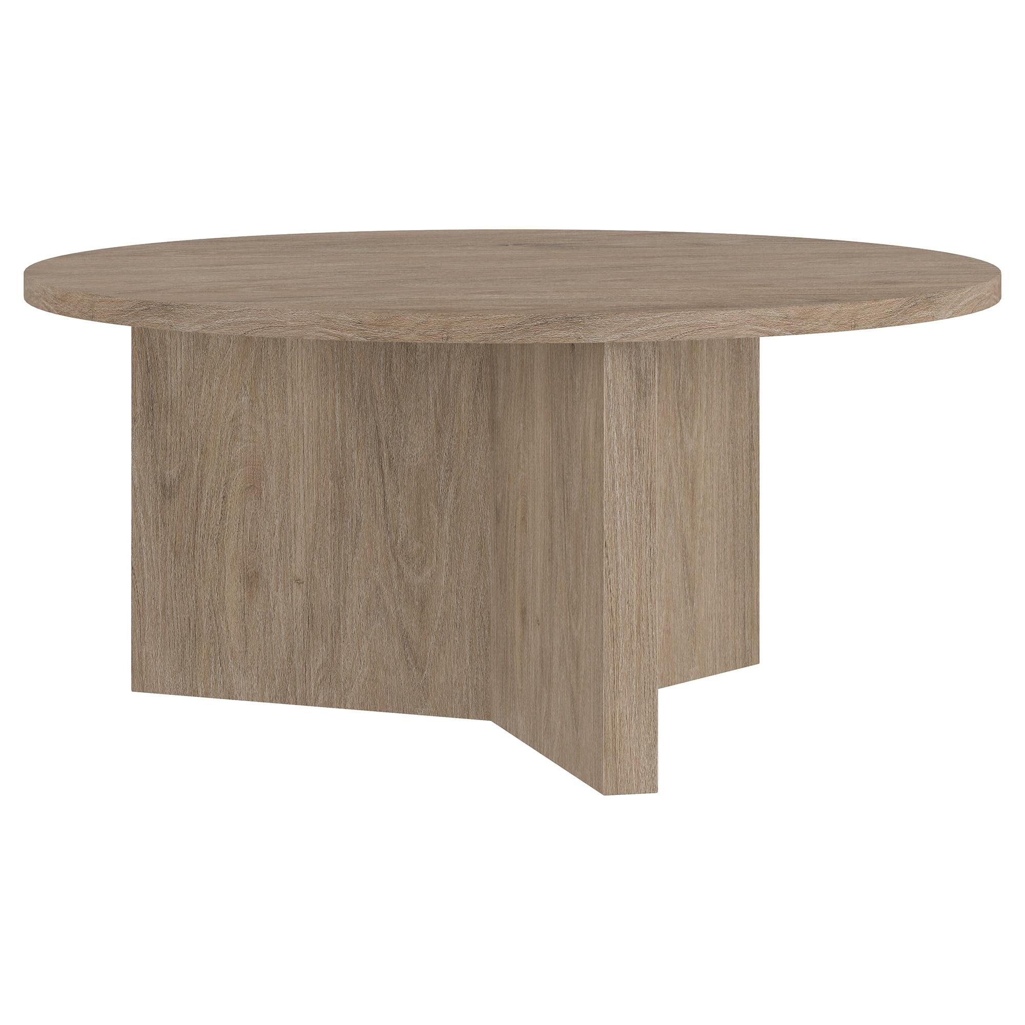 Anders 36" Round Antiqued Gray Oak Coffee Table