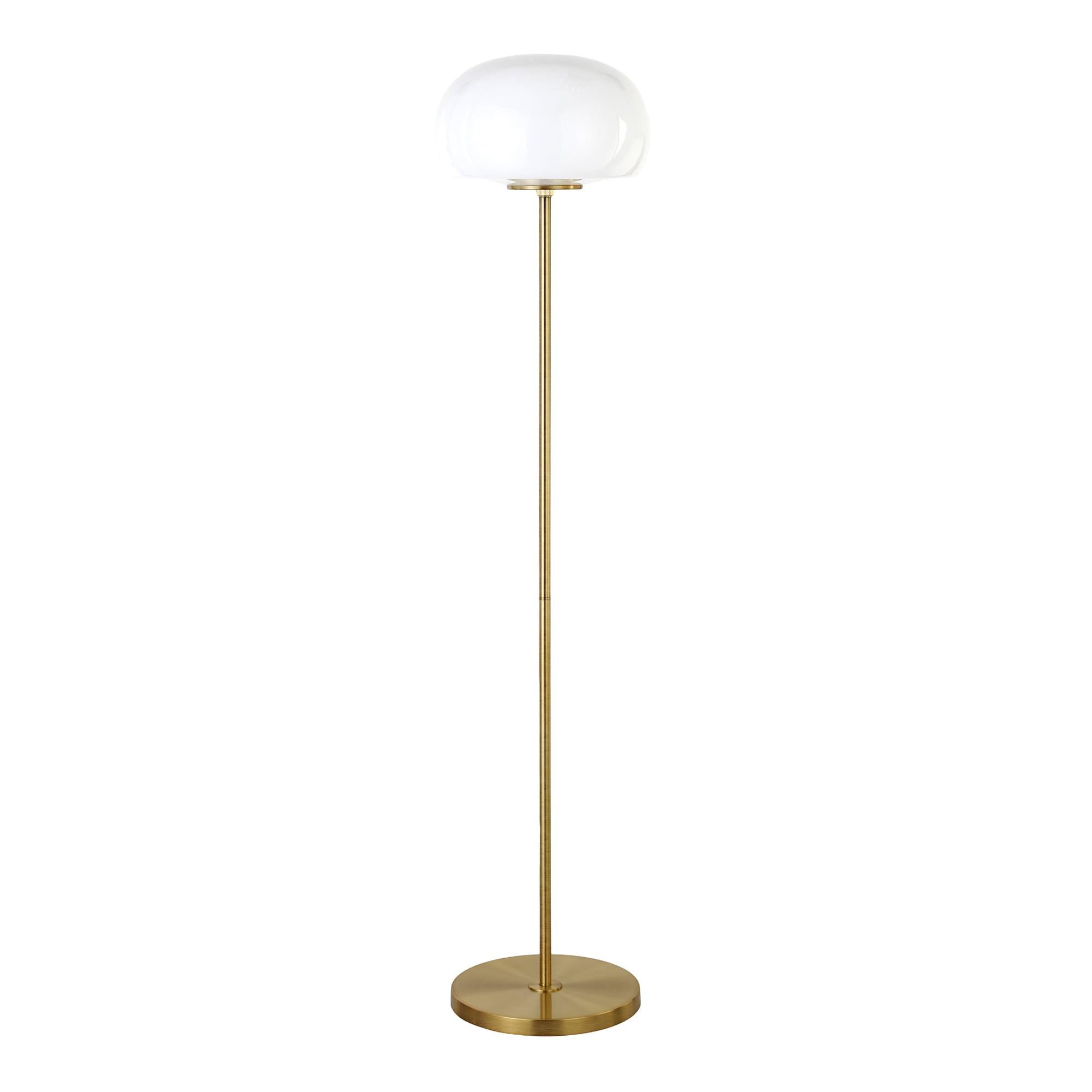 Amanita Brass Floor Lamp with White Milk Glass Shade