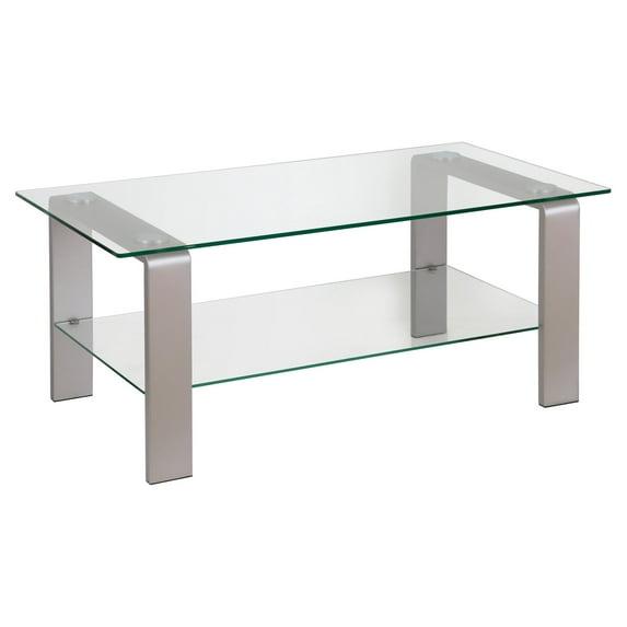 Evelyn&Zoe Asta 40" Wide Rectangular Coffee Table, Nickel