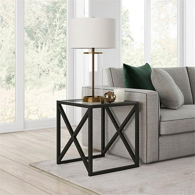 Evelyn&Zoe Calix 20" Wide Square Side Table, Blackened Bronze