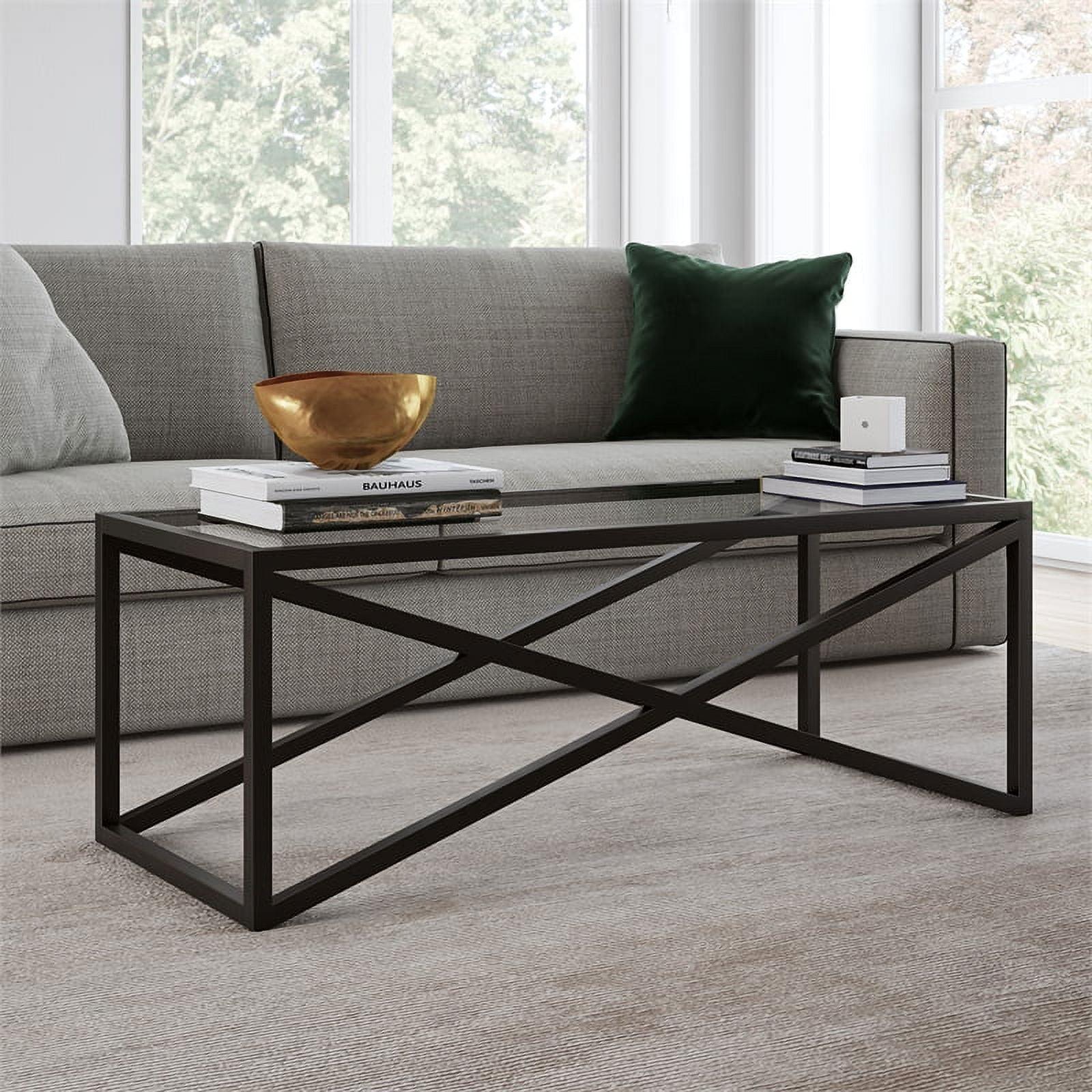 Urban Geometric 46" Blackened Bronze Glass Coffee Table