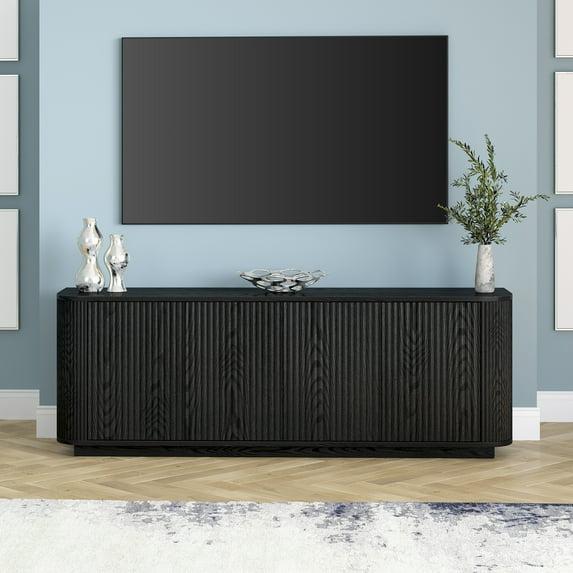Evelyn&Zoe Canton Transitional TV Stand For TVs up to 75", Black Grain