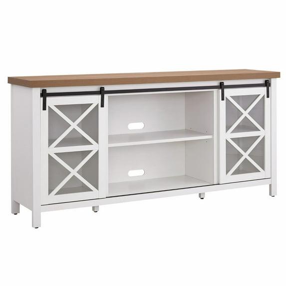 68" White and Golden Oak TV Stand - Henn&Hart