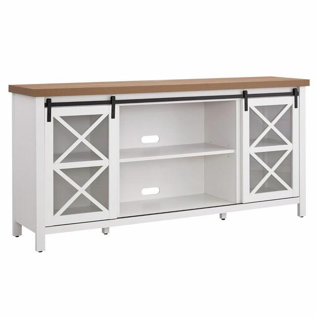 68" White and Golden Oak TV Stand - Henn&Hart