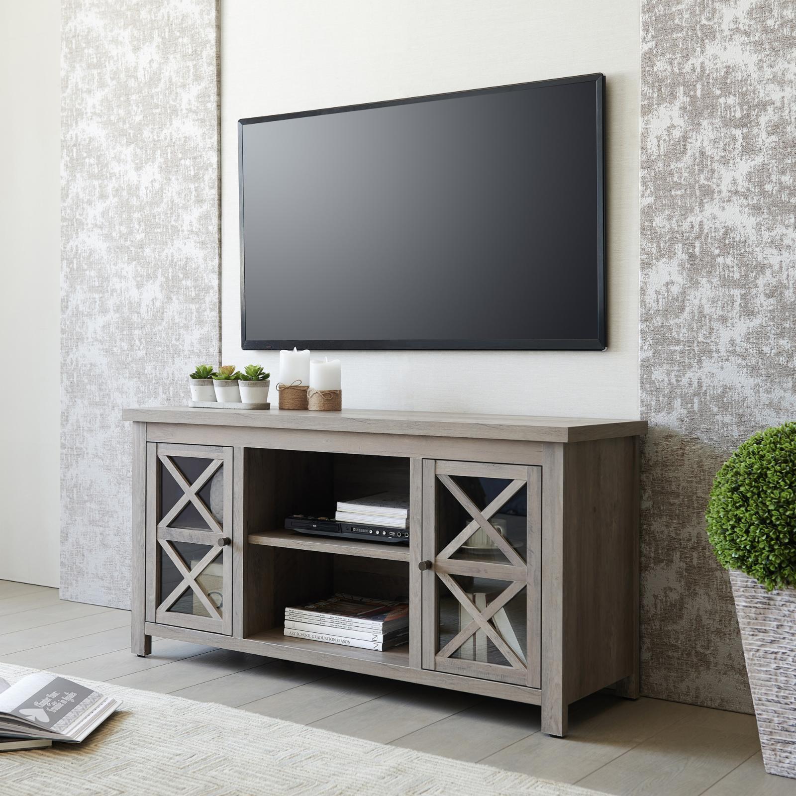 Antiqued Gray Oak 47'' Modern Farmhouse TV Stand with Cabinet