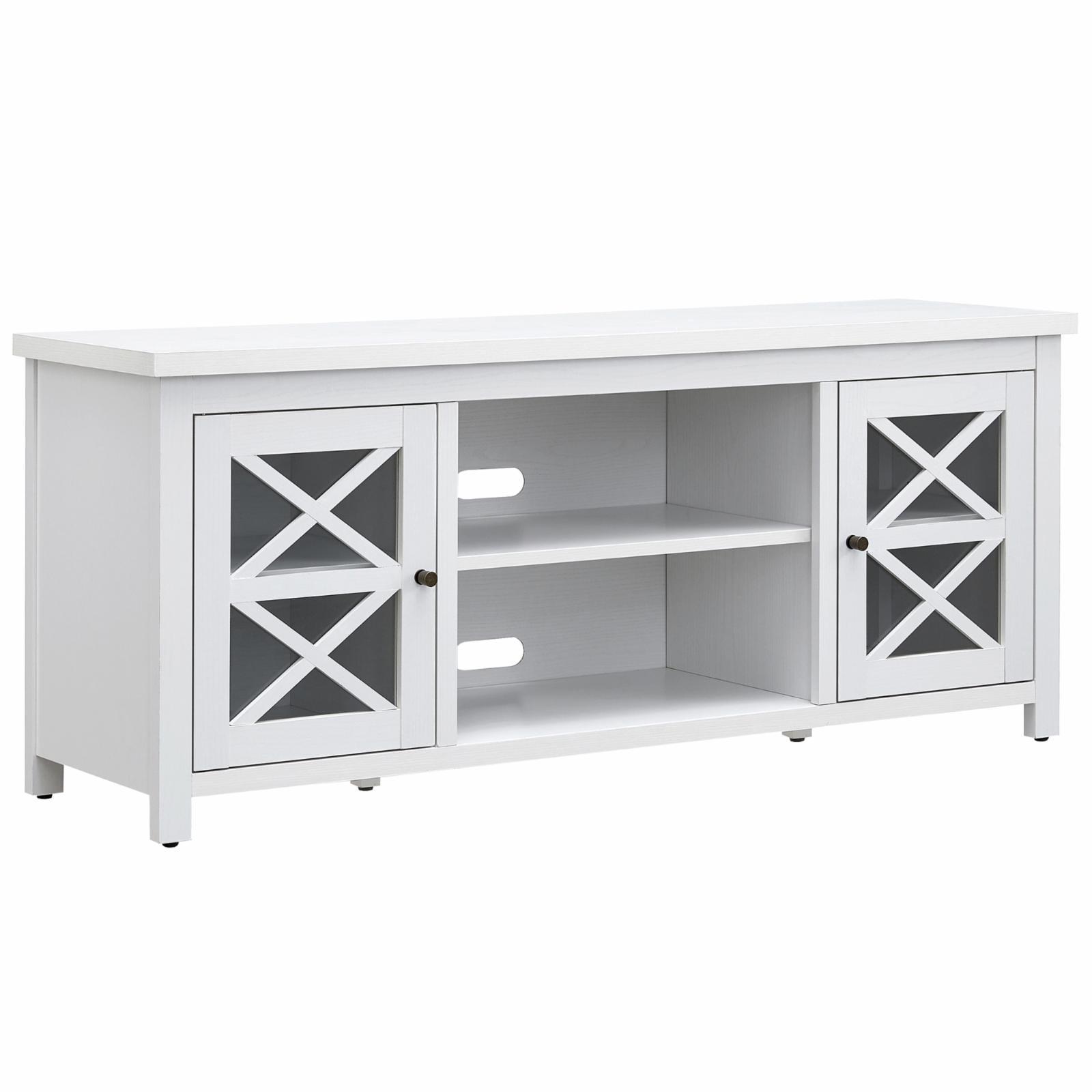 Modern Farmhouse 58" White TV Stand with Cabinet & Fireplace