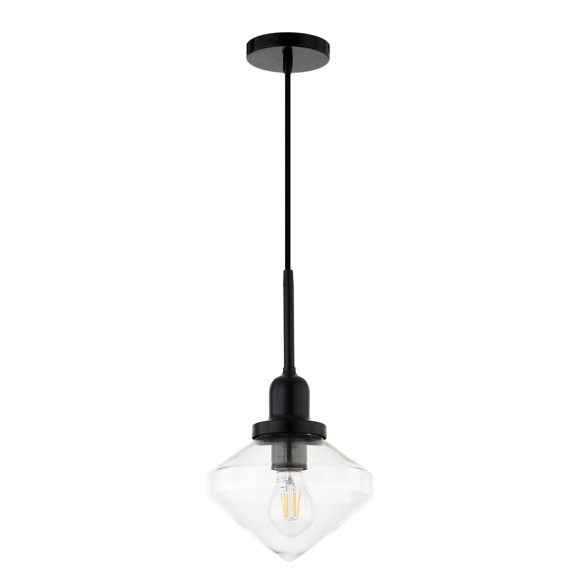 Zaria 8" Black Brushed Nickel Drum Pendant Light