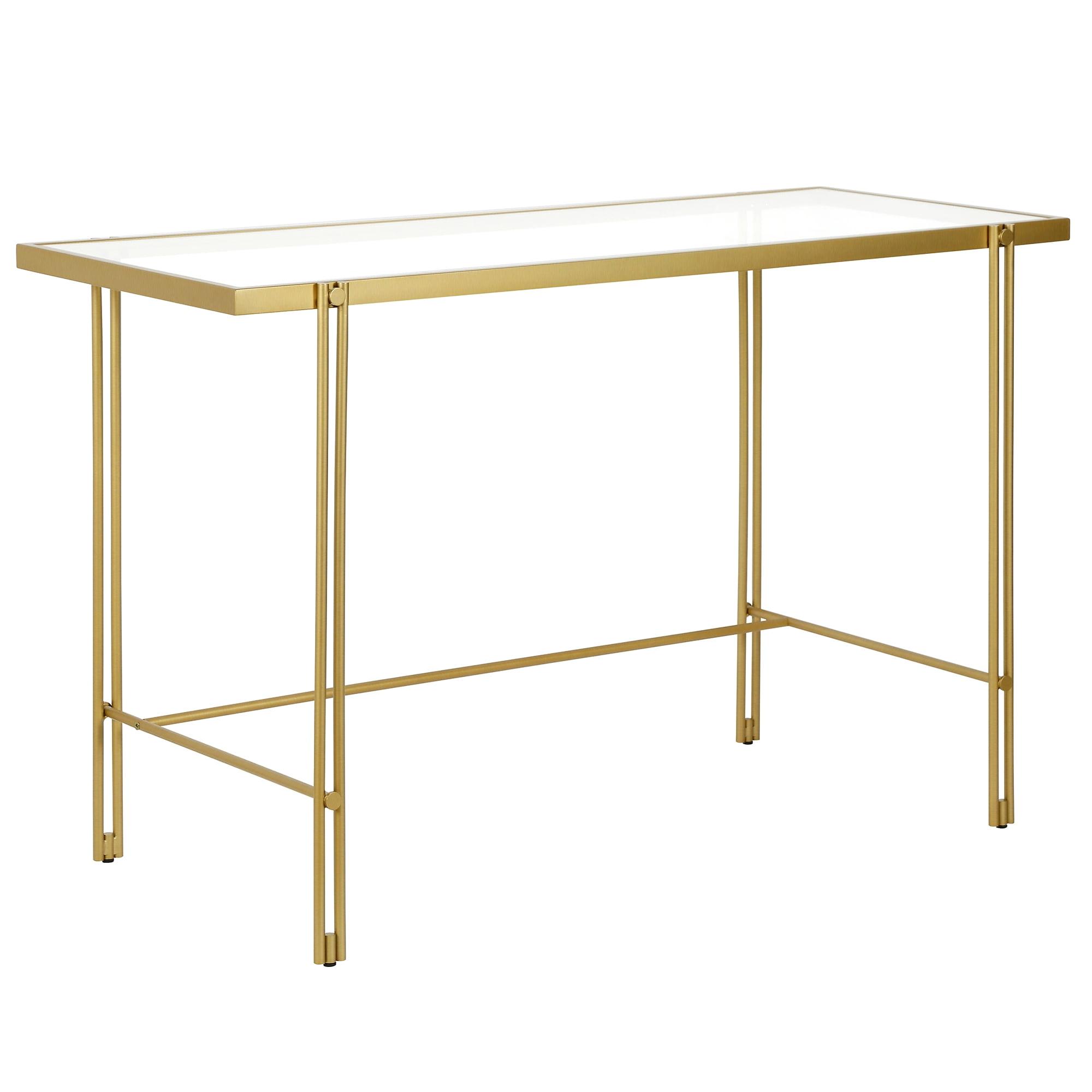 48" Sleek Blackened Bronze & Tempered Glass Modern Desk