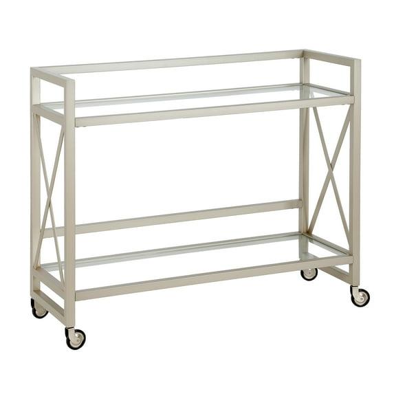 Evelyn&Zoe Contemporary Metal Bar Cart with Glass Shelf