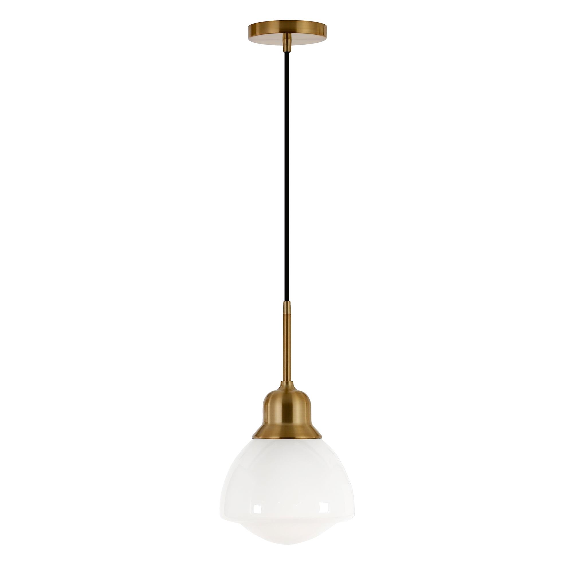 Contemporary Brass and Glass Globe Pendant Light