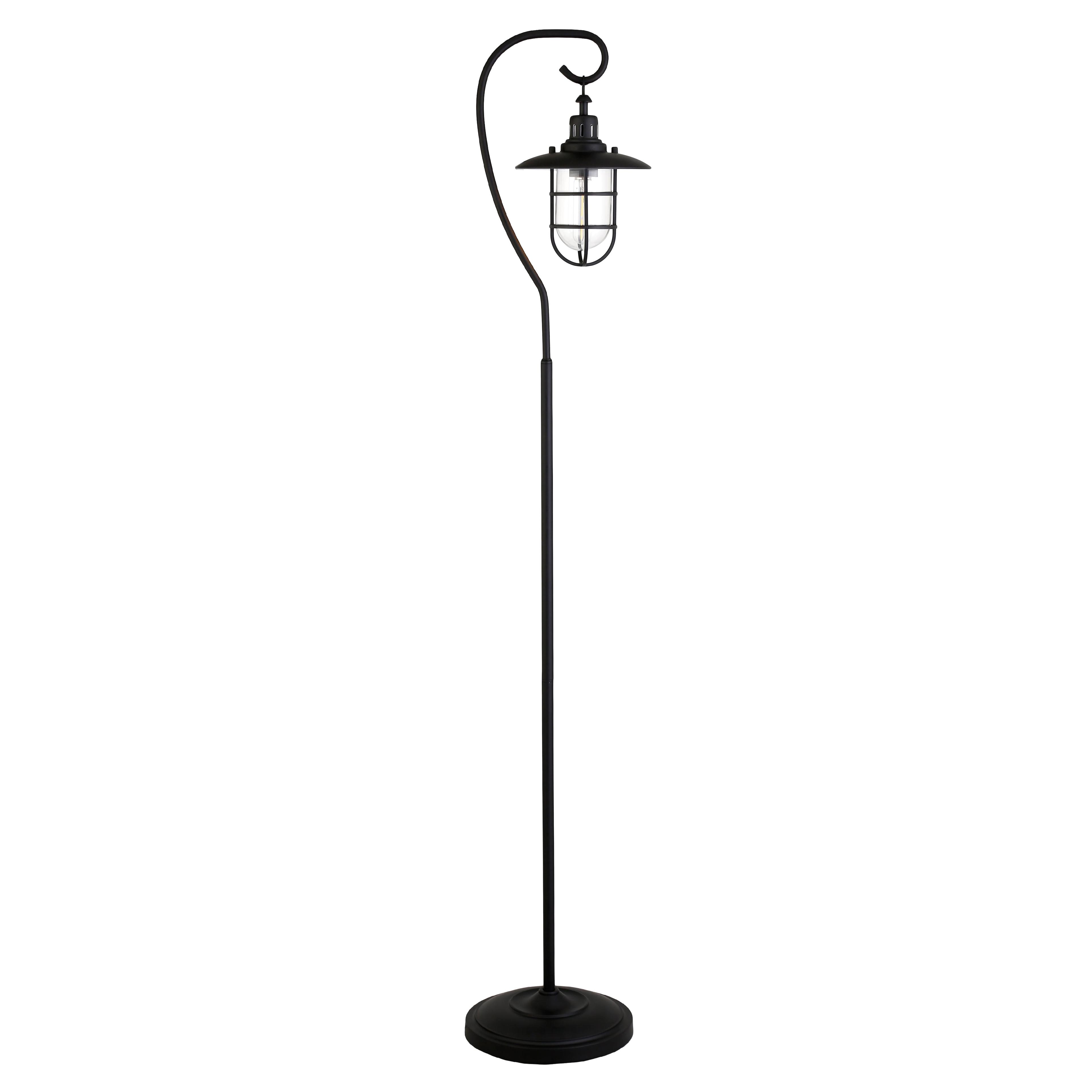 Nautical-Inspired Blackened Bronze Floor Lamp with Globe Glass Shade