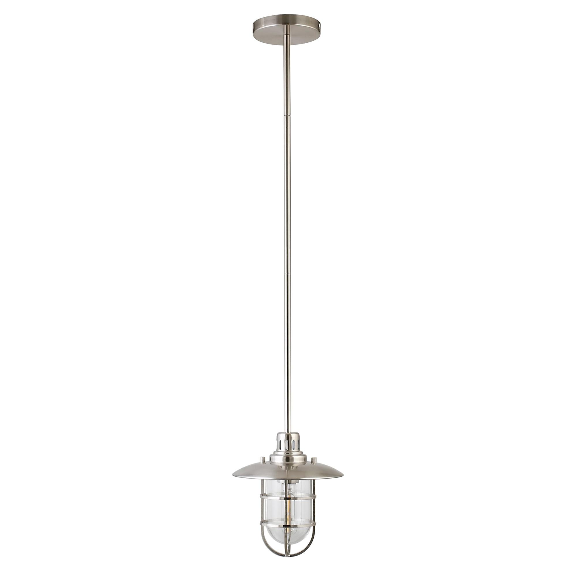 Coastal Brushed Nickel Globe Pendant Light with Glass Shade