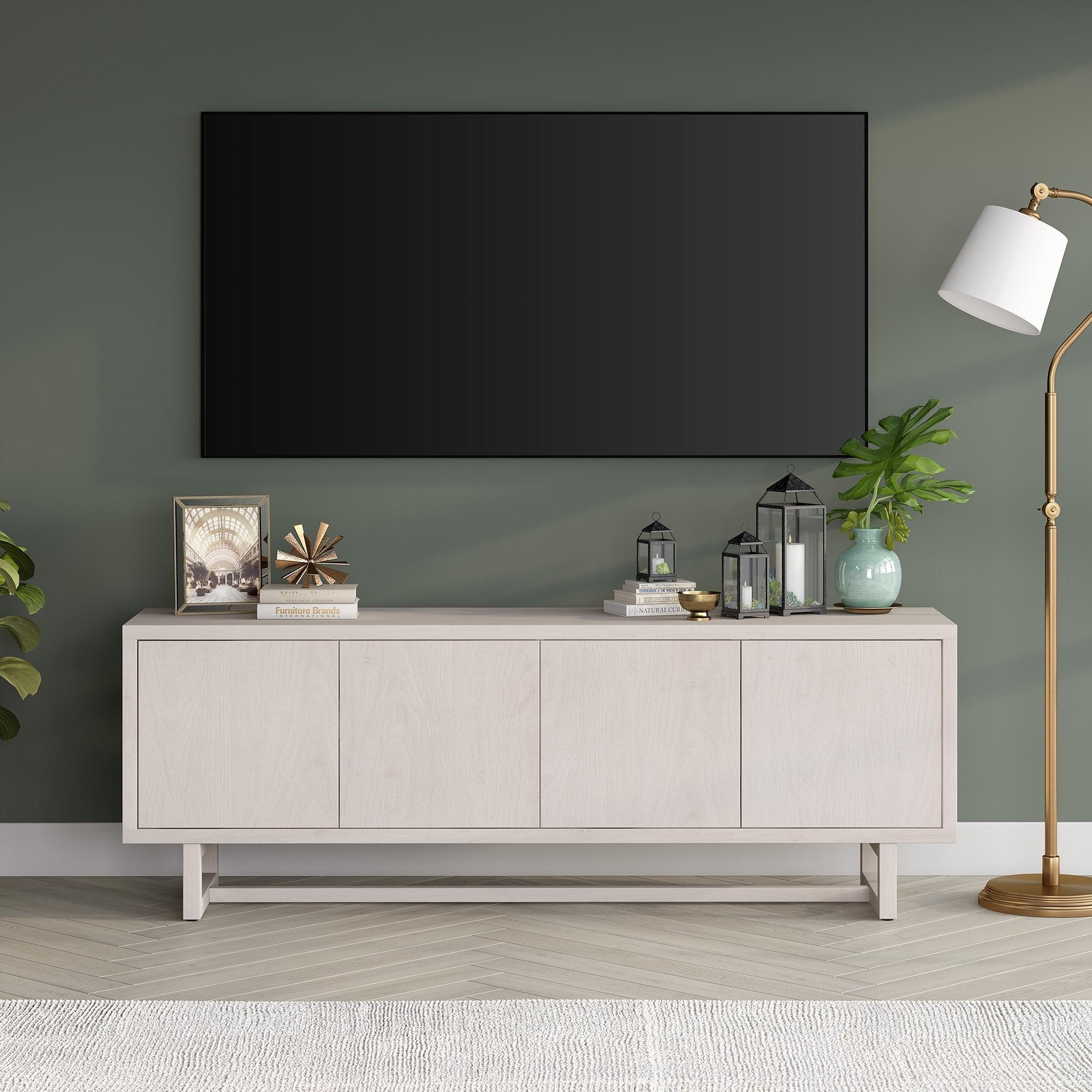 Evelyn&Zoe Cutler Rectangular TV Stand for TV's up to 75", Alder White