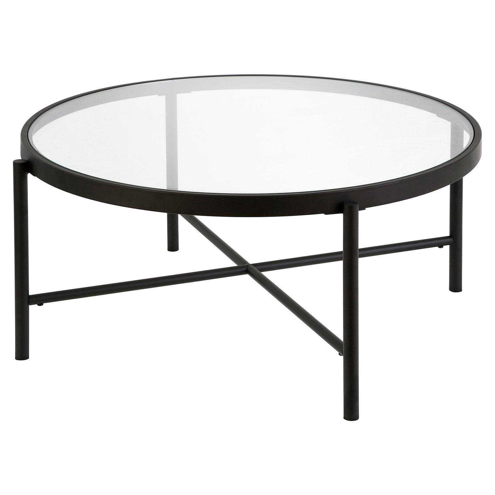 Duxbury 36" Blackened Bronze Round Glass Coffee Table