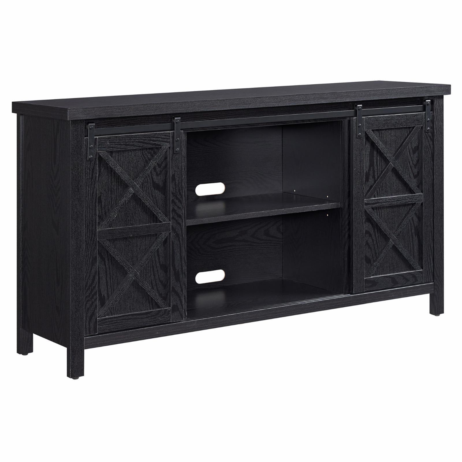 Evelyn&Zoe Elmwood Rectangular TV Stand for TV's up to 65", Black Grain