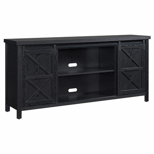 Evelyn&Zoe Elmwood Rectangular TV Stand for TV's up to 75", Black Grain