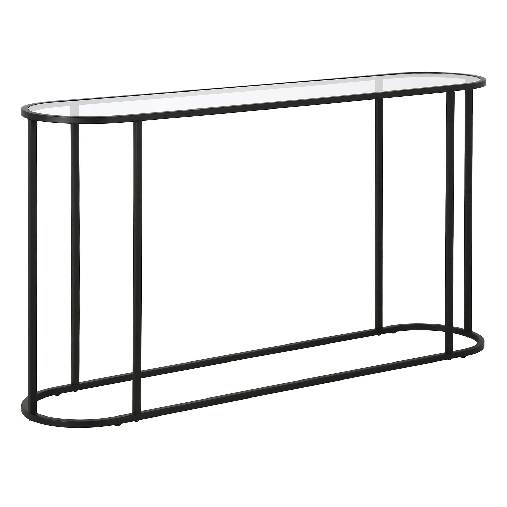 Art Deco Blackened Bronze 54" Metal & Glass Console Table with Storage