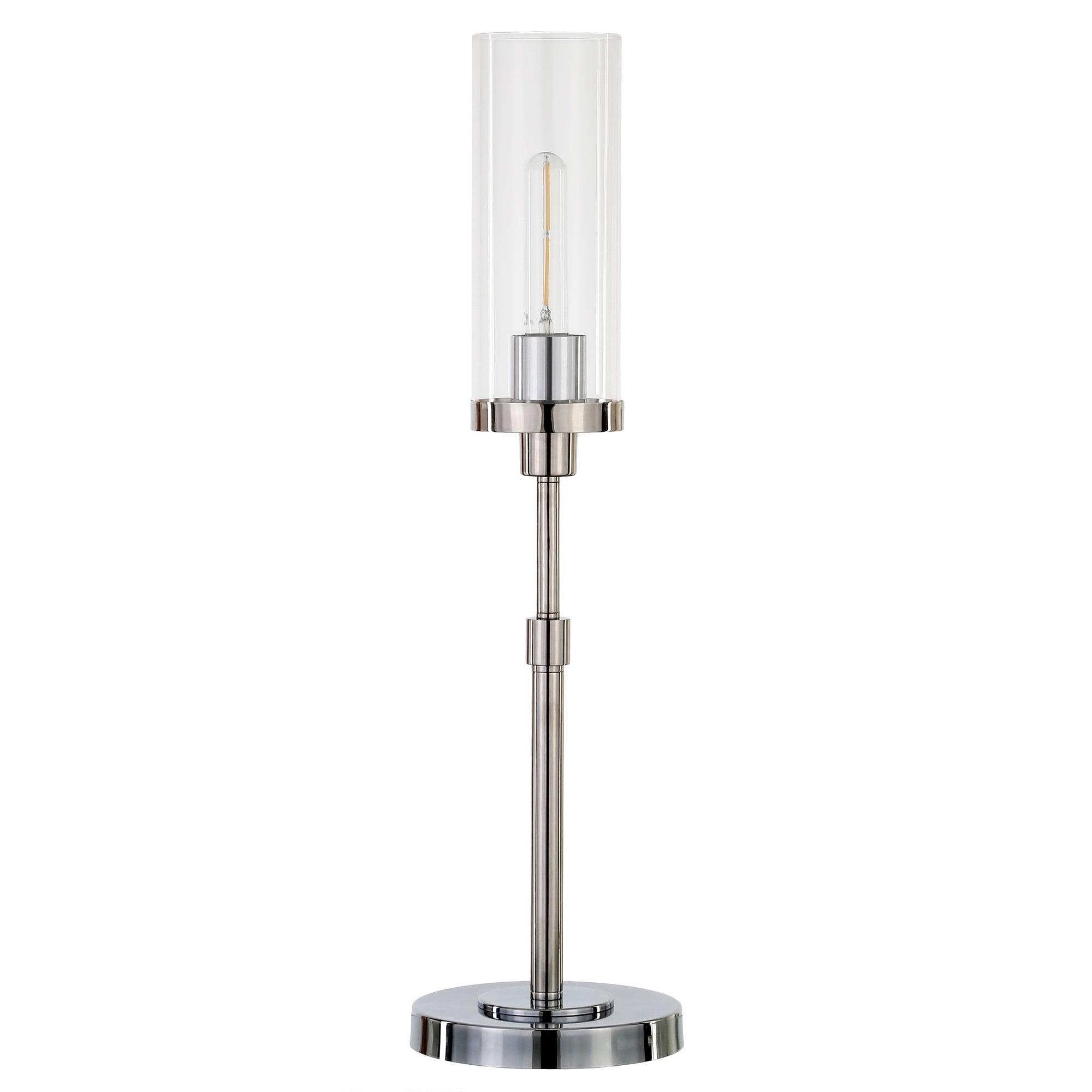 Polished Nickel and Clear Glass Buffet Table Lamp