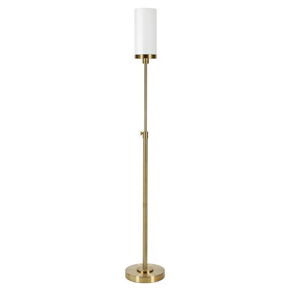 Evelyn&Zoe Frieda 66" Tall Floor Lamp with Glass Shade in Brass/White Milk