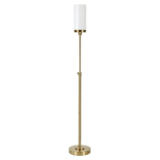 Evelyn&Zoe Frieda 66" Tall Floor Lamp with Glass Shade in Brass/White Milk