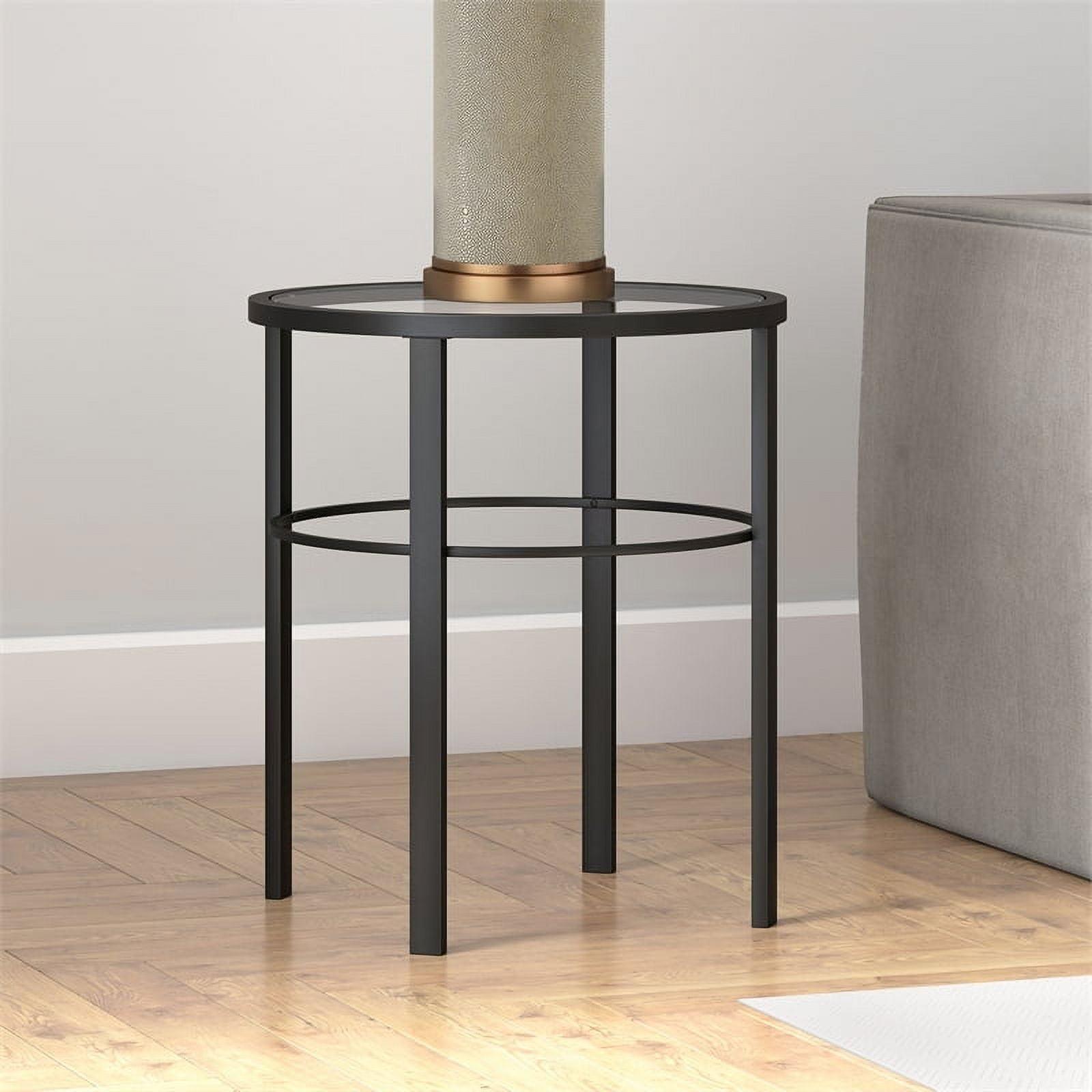 20" Blackened Bronze and Glass Round Side Table