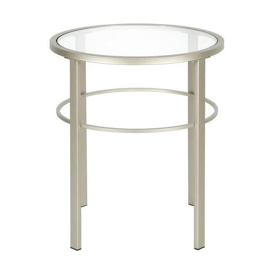 Evelyn&Zoe Gaia 20" Wide Round Side Table, Satin Nickel