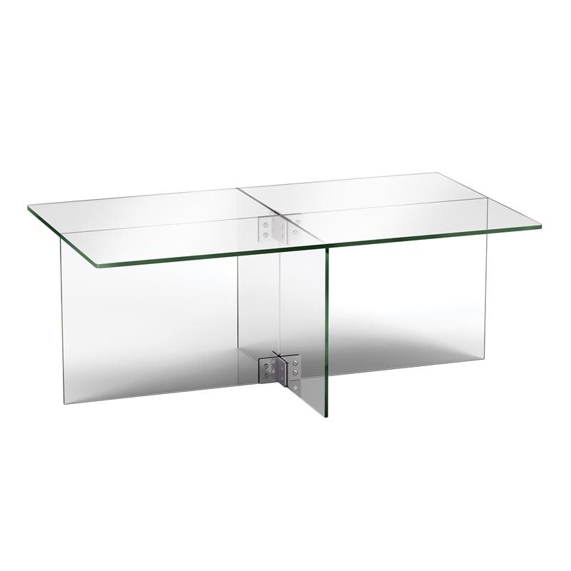 Elegant 42'' Clear Glass Rectangular Coffee Table with Steel Base