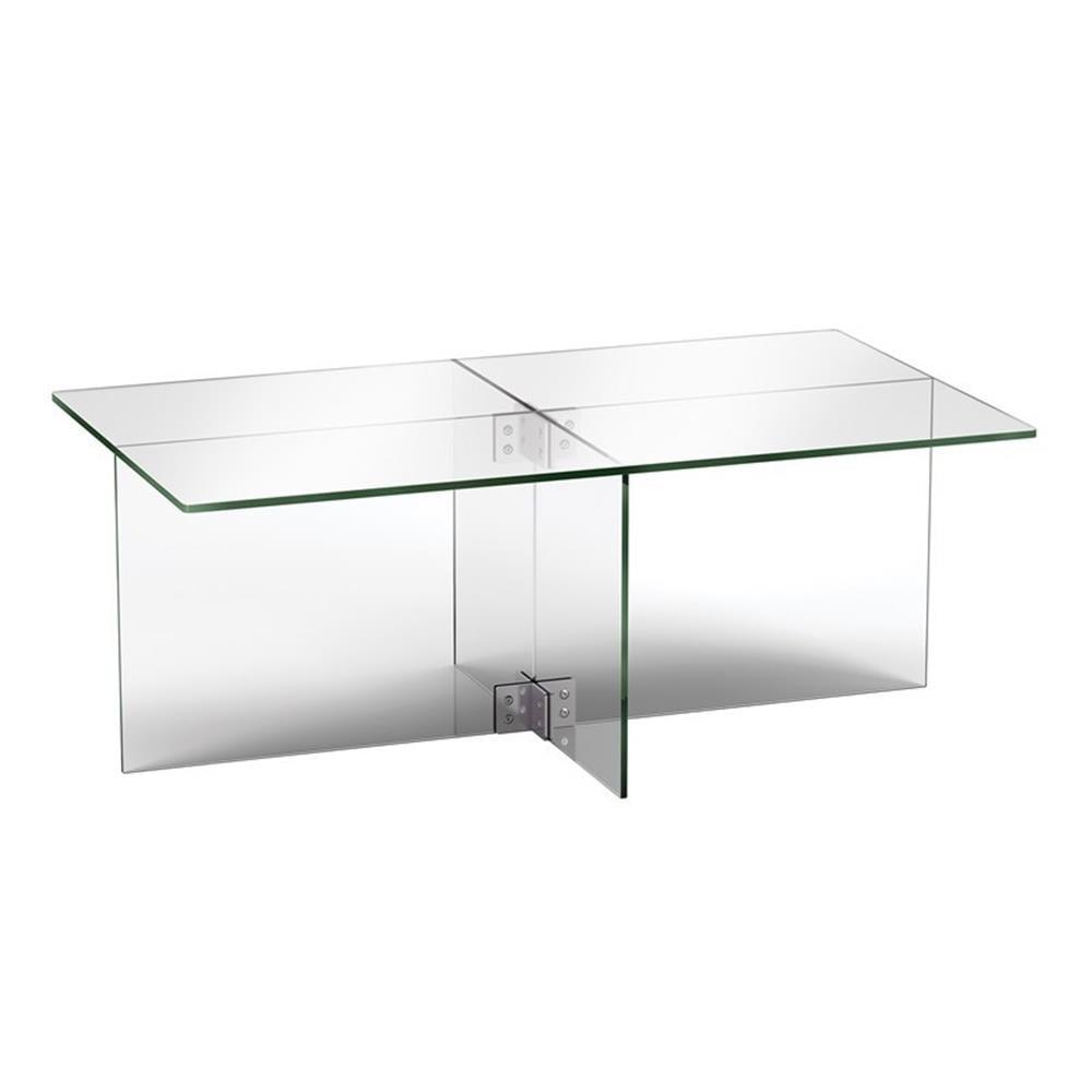 Evelyn&Zoe Gehry 24'' Wide Rectangular Coffee Table, Clear Glass