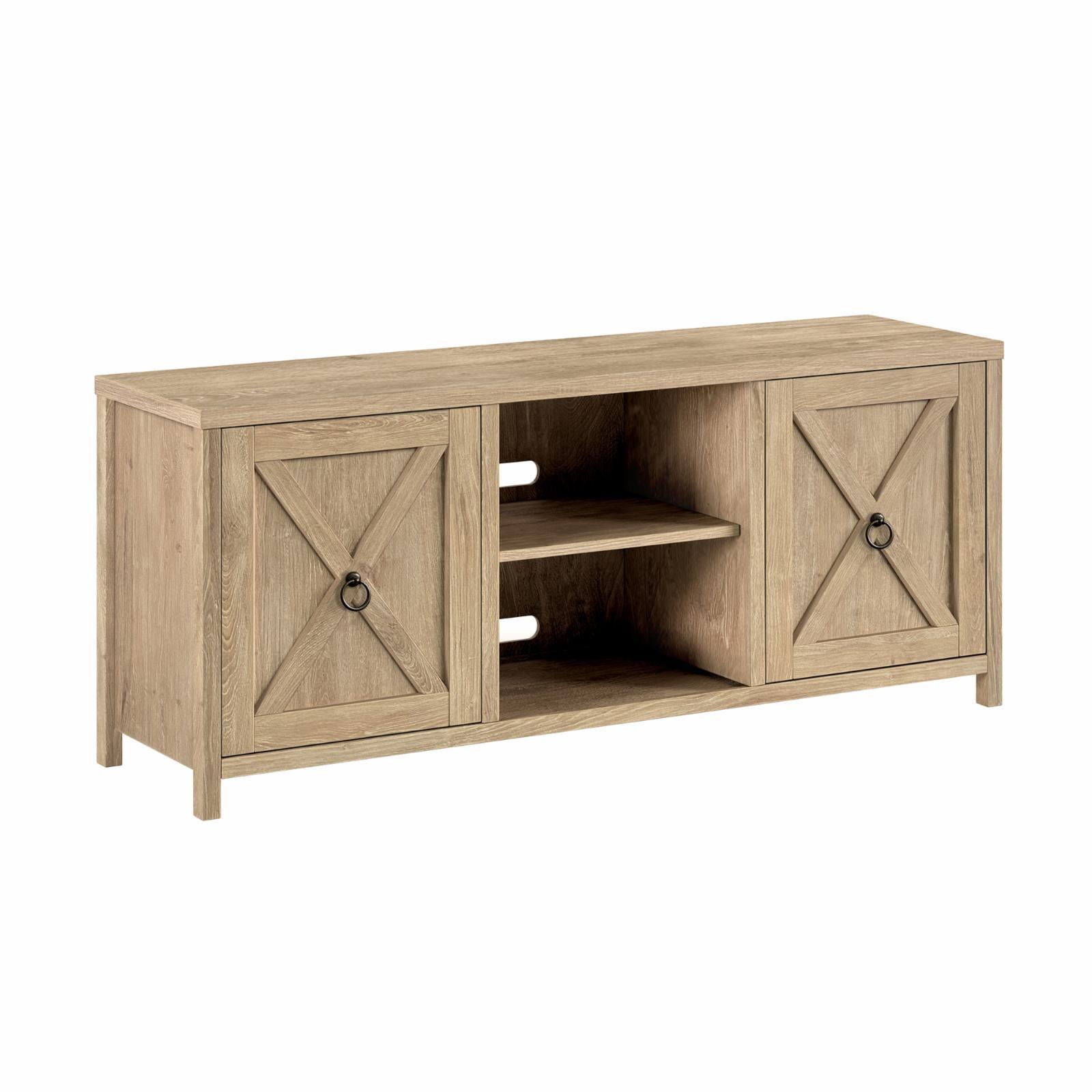 Modern Farmhouse 58" White Oak TV Stand with Hidden Storage