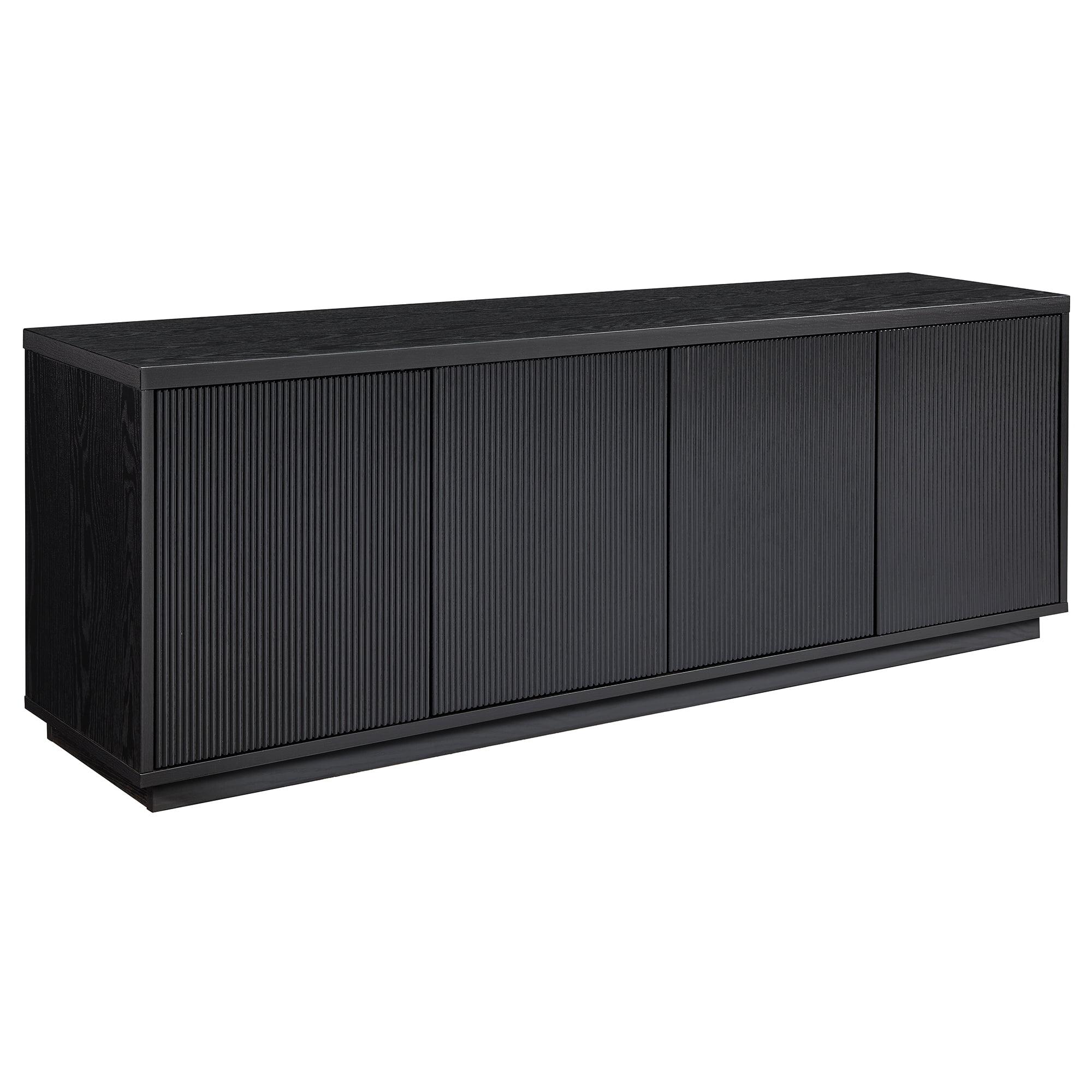 Hanson Black Grain Modern TV Stand with Cabinet for 75" TVs