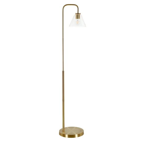 Evelyn&Zoe Henderson Arc Floor Lamp with Glass shade in Brass/Clear